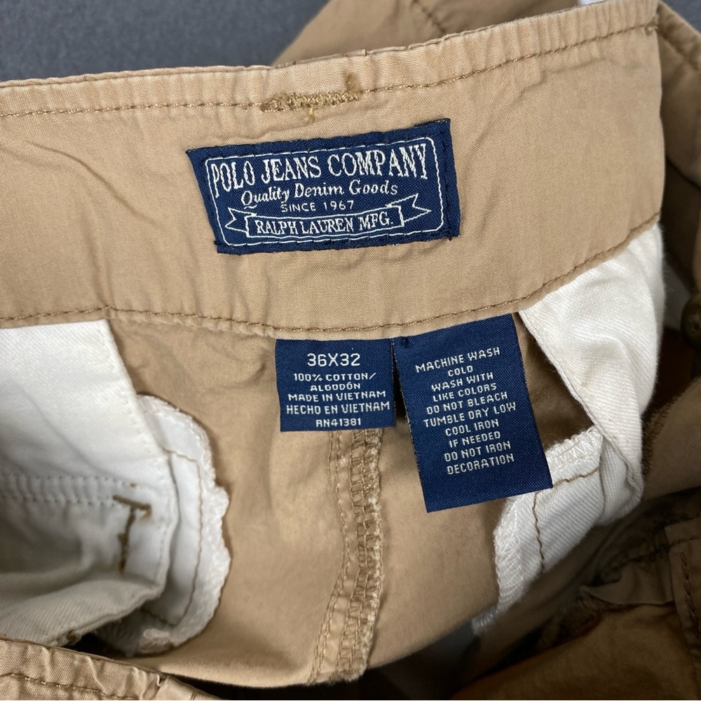 VTG Polo Jeans Ralph Lauren Cargo Pants Men's 36x31 Tan Khaki Military Utility‎ - Picture 3 of 7